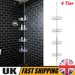 CORNER SHOWER SHELF 4 Tier Pole Caddy MODERN Telescopic Bathroom Rack Extendable