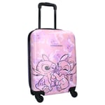 Stitch Angel Chariot Valise ABS Rose 4 Roues 46x33x21cm Original Disney