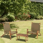 Victoire - salon de jardin en bois acacia 2 pers - 2 fauteuils et 1 table basse 63,5 x 36 cm