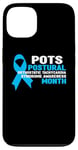 Coque pour iPhone 13 T-shirt bleu clair de sensibilisation - Mois de sensibilisation aux POTS