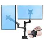 StarTech.com Desk Mount Dual Monitor Arm - Full Motion Monitor Mount for VESA Displays up to 32" (17.6lb/8kg) - Vertical Stackable Arms - Height Adjustable/Articulating - Clamp/Grommet (ARMDUALPIVOT)