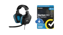 Logitech G432 Wired Gaming Headset, 7.1 Surround Sound, DTS Headphone + Norton 360 for Gamers 2024 | 3 Devices | 1 Year | Activation Code by email