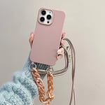 Rokmym Coque pour iPhone 13 Pro avec Cordon Collier pour Étui Colliers de cellulaire Corde Coque avec Bracelet Lanyard Antichoc en Souple Silicone TPU Bumper Coque pour iPhone 13 Pro, Rose foncé