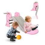 Mobiclinic® Kids, Toboggan pour Enfants, Dino, Pliable, Panier et Ballon Inclus. Bords arrondis, Antidérapant, Max. 35 kg, Stable, Sûr, Montage Facile, Intérieur et extérieur