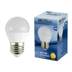 2 PACK OF MINISUN LED 4W SES 14 BC ES GOLF BALL LIGHT-BULBS WARM WHITE