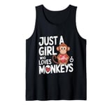 Mens Monkeys Just A Girl Who Loves Monkeys Cute Animal Lover Girl Tank Top