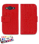 ETUI FOLIO A RABAT SAMSUNG GALAXY S3 CROCO CHIC ROUGE ECO-CUIR (PU)