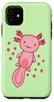 iPhone 11 Green Mint Baby Axolotl Love Hearts - Cute Kawaii Axolotl Case