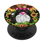 Black Cat Graphic For Women Cat Owner Cute Sunflower Pattern PopSockets PopGrip Adhésif