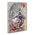 Still Life With Flowers Vol.2 By Jan Van Huysum Classic Painting Canvas Wall Art Print Ready to Hang, Framed Picture for Living Room Bedroom Home Office Décor, 30x20 Inch (76x50 cm)