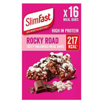 SlimFast Tasty Balanced Meal Bar, Low Calorie Replacement Bars for Weight Loss and Diet, High Protein, Healthy Snacks for Adults with 23 Vitamins and Minerals, Rocky Road Flavour, Multipack, 16 x 60 g