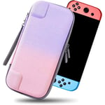 Fodral för Nintendo Switch/Switch OLED, KondaTech Färgglatt Switch Bärfodral, Skydda Switch-konsol, Förvara 10 spelkort (Rosa + Lila)