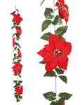 Girlander med Røde Julestjerne-Blomster 2 meter