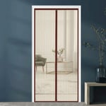 GUOGAI Magnetic Screen Door for Sliding Glass Door 160x200cm Out Mosquito Door Closes Automatically Easy to Install for Keep Bugs Fly Out Mesh Curtain for French Doors Patio Door, Brown A