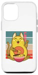 Coque pour iPhone 12/12 Pro Chat à jaune, souriant, ludique, bol japonais