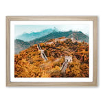 The Great Wall Of China Modern Art Framed Wall Art Print, Ready to Hang Picture for Living Room Bedroom Home Office Décor, Oak A4 (34 x 25 cm)