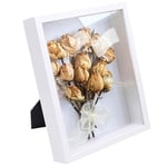 Cadre photo 3D à remplir - Cadre photo profond 3D - En bois - Pour suspension murale ou bureau - Cadeau d'anniversaire de mariage - Blanc - 20 x 25 cm