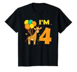 Youth Giraffe Animals Animal Love Girl I Am 4 Years Birthday T-Shirt