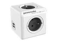 Allocacoc Powercube Extended Usb - Kraftdistributionsenhet - Ac 250 V - Utgångskontakter: 4 (Usb, Typ E) - 1.5 M Sladd - Vagnsgrå