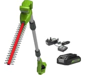 GREENWORKS GWG24PH51K2 Long Reach Cordless Hedge Trimmer - Black, Silver & Green