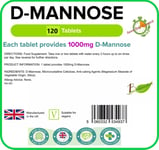 D-Mannose 1000mg, Sugar Found in Cranberry, Women Health (120 Tablet) LINDENS UK