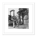 Bourne Shepherd Ruins Rudra Mala Temple India 1874 Photo 8X8 Inch Square Wooden Framed Wall Art Print Picture with Mount