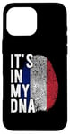 Coque pour iPhone 16 Pro Max Funny it's in my DNA Drapeau de la France Empreinte digitale