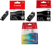 Genuine Canon PGI-525 Black & CLI-526 Black Cyan Magenta Yellow Ink Cartridges