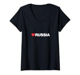 Womens LOVE RUSSIA, Minimalist Aesthetic, Like Heart Russia V-Neck T-Shirt