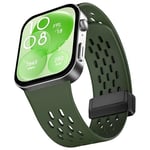 Silicone Band Compatible with Huawei Watch Fit 3 Strap, Soft Sport Replacement Wristband with Magnetic Buckle for Huawei Fit 3 Smartwatch Fitness Accessories-Green