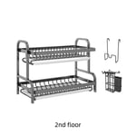 2/3 Tier Dish Drainer Rack with Drip Tray Cutlery Holder Plate Rack Kitchen Sink