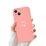 Newseego Coque Compatible avec iPhone 13, Coque de Protection en Silicone Liquide Souple en Forme de Coeur d'amour avec Objectif Tout Compris Coque en Caoutchouc Souple Antichoc pour iPhone 13.