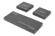 DIGITUS HDMI Extender/Splitter Set - 1x émetteur 2x récepteur - jusqu'à 70m de portée - HDMI Loopout - UltraHD 4k60Hz - HDR, ARC, EDID, PoC - Câble patch à partir de CAT6