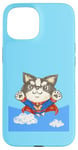 Coque pour iPhone 15 chihuahua super-héros mignon chien chiot animal de compagnie drôle animal art illustration