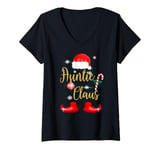 Womens Auntie Claus Funny Family Christmas Pjs Top for Aunt Women V-Neck T-Shirt