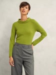 Hobbs Audrey Roll Neck Wool Cashmere Jumper, Lime Green