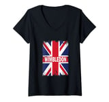 Womens Wimbledon - England city with United Kingdom flag V-Neck T-Shirt