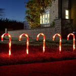 Christmas Garden Lights Decorations Candy Cane Battery LED Xmas Stake Set 6pc