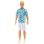 Barbie Ken Fashionistas Doll #211 with Blond Hair, Wearing Cactus Tee and White Shorts with Sneakers, HJT10