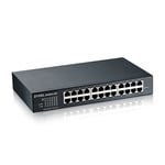 Zyxel Switch Gigabit à 24 Ports | Gestion Intelligente | Montage sur Bureau/Rack et sans Ventilateur | VLAN, IGMP, QoS | Garantie à Vie [GS1900-24E]