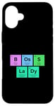 Coque pour iPhone 16 Plus Patron Lady Tableau périodique Cadeau scientifique STEM Laboratoire Femme