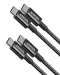 Anker New Nylon USB-C to USB-C Charging Cable 1m Length Twin Pack with Power Delivery for MacBook Pro 2020, iPad Pro 2020, Galaxy S20, Switch, Pixel, LG and USB-C Chargers (Black)