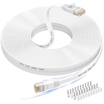 Nixsto Câble Ethernet 20m, RJ45 Cat 6 Cable réseau, Cable Internet haut débit avec connecteur testeur rj45 pour modem routeur swtich, compatible en amont avec le Cable Ethernet Cat 7/Cat 8-Blanc