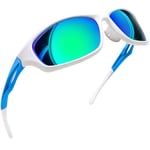 Joopin Lunettes de Soleil Sport Polarisées Homme et Femme, Lunette de Soleil UV400 pour Conduite Pêche Course Golf Ski, Lunettes de Cyclisme(Verres Miroir Vert)