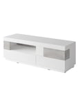 Meuble TV 160cm collection KILES. Coloris blanc et gris. Style design