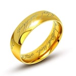 AURSTORE® Bijoux 6MM Bague Tungstène Seigneur des Anneaux LORD OF THE RINGS 3 couleurs et Taille au choix56-68 (Gold, 62)