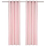 vidaXL gardiner med metalringe 2 stk. 140 x 225 cm bomuld striber pink