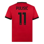 AC Milan Maglia Replica Stadio Rafa Leão 16 Home Official Football Jersey 2023/24, Red/Black (Pulisic 11), S