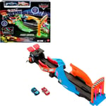 Disney Pixar Cars Launch & Criss-Cross Glow Racers Playset & 2 Cars New Xmas Toy