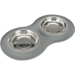 Bowl Set Silicone/Stainless Steel Gray 0,3L x 2 - Kissat - Ruokailupaikat ja juoma-automaatit - Ruokabaari ja telineet - Trixie